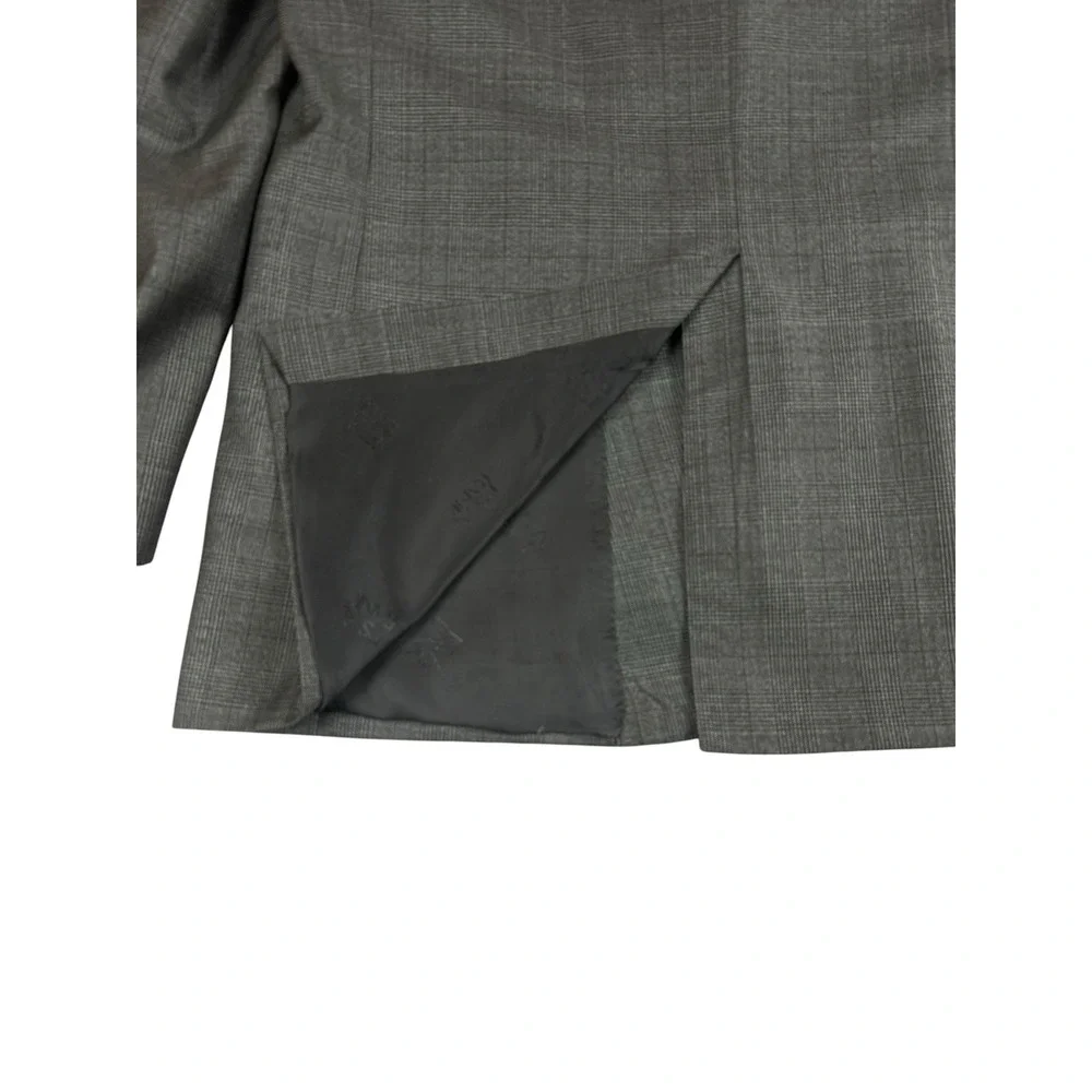 JOS. A. BANK 43L Gray Glen Plaid 100% Wool Suit Jacket Burgundy Windowpane